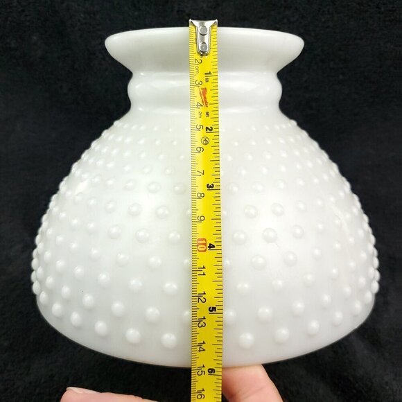 Milk Glass Hobnail Hurricane Lamp Shade 8" Fitter Vintage Estate - Picture 6 of 12